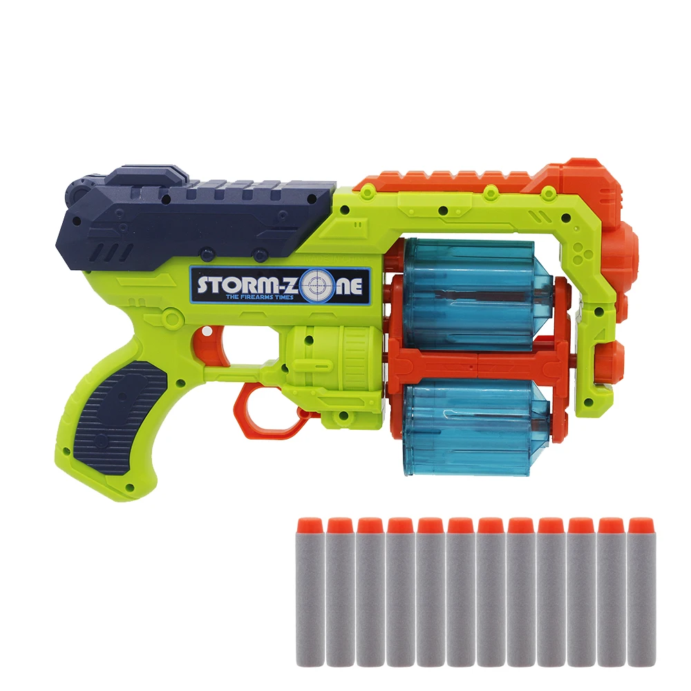 Новый 6 Shot двойной револьвер ствол мягкие пули пистолет детский игрушечный