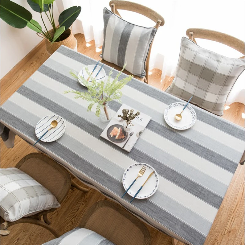 Клетчатая декоративная льняная скатерть с кисточками водонепроницаемая