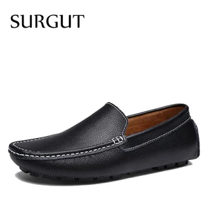 surgut brand new colors cow split leather men flat shoes brand moccasins men loafers driving shoes fashion casual shoes hot sell free global shipping