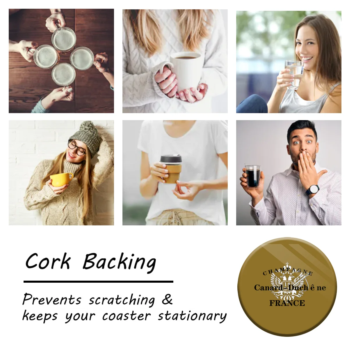 

Canard Duchene Champagne Round Cork Coasters, Ceramic Material, Suitable for Dining Tables, Desks, Restaurants, Cafes canabd04