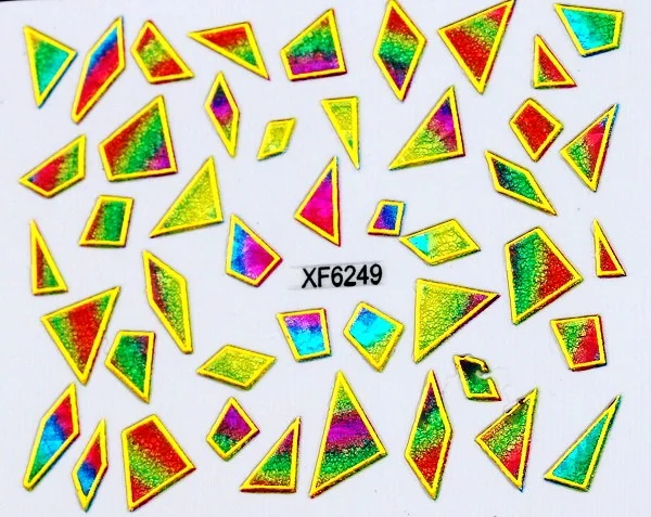 New 1 Sheet 3D Water Decals Nail Art StickersColored Polygon Mix Flower Shape for Nails Sticker Decorations Manicure | Красота и