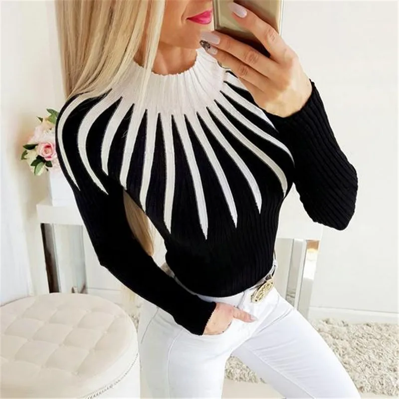 Женские осенне-зимние свитера новые модные облегающие повседневные топы с