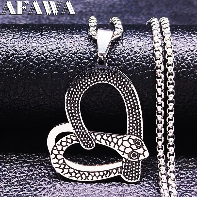 

Gothic Heart Snake Stainless Steel Chain Necklaces Women Silver Color Animal Necklace jewlery collier acier inoxydable N3670S02