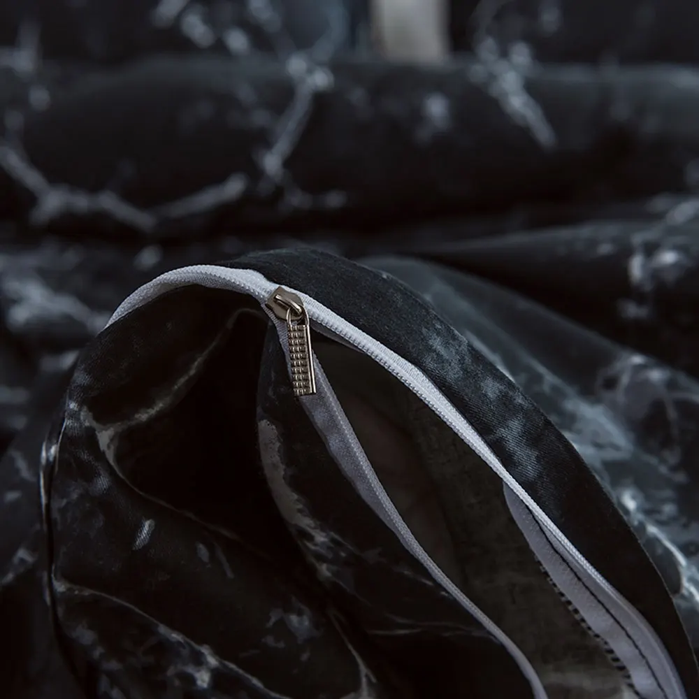 

100% Cotton Duvet Cover Set Pillowcase Marble Geometric Bedding Set Single Twin Queen King Size Comforter Cover Bedclothes Black