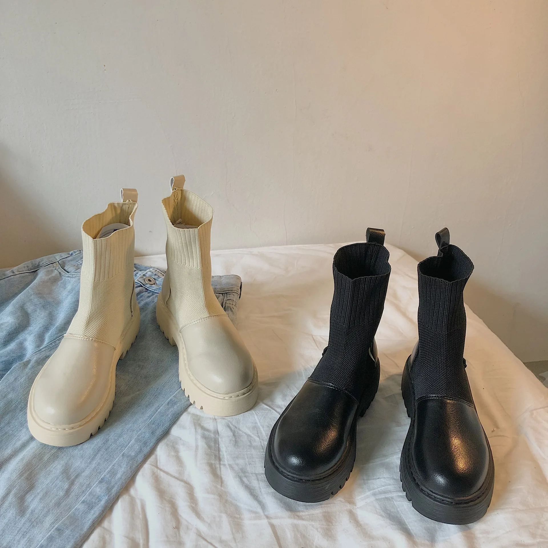 Зимние Модные женские высокие ботинки повседневные ботильоны на плоской подошве