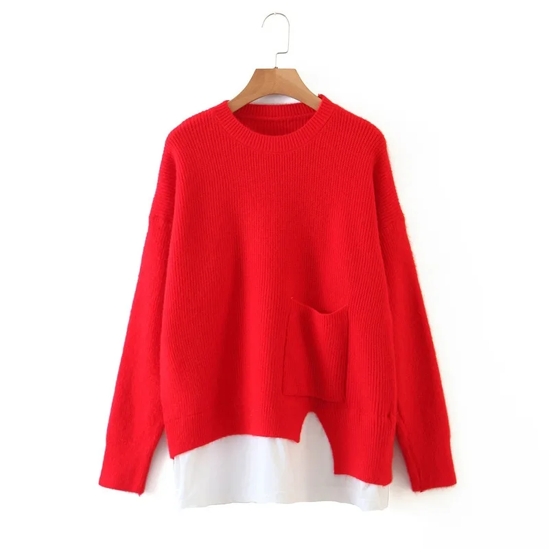

Oversized Jumper Sweater for Women Long Sleeve O Neck Knitted Pullover Women Clothing Patchwork Sweater Ropa Mujer Invierno 2020