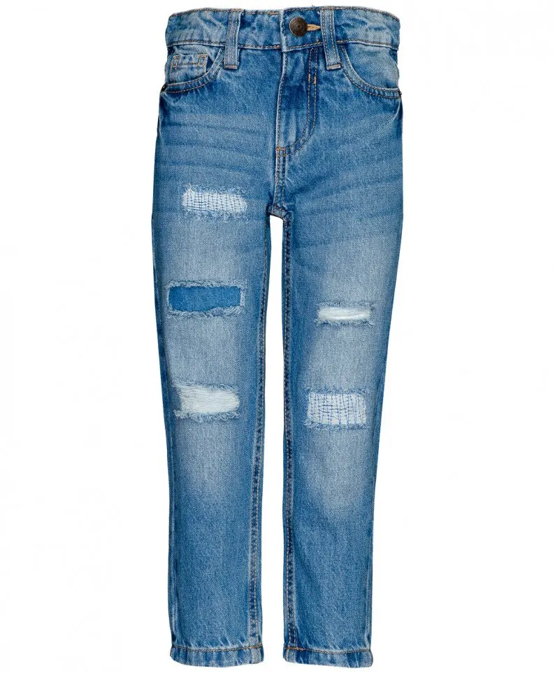 Голубые джинсы Boyfriend для девочек Button Blue|Джинсы| |