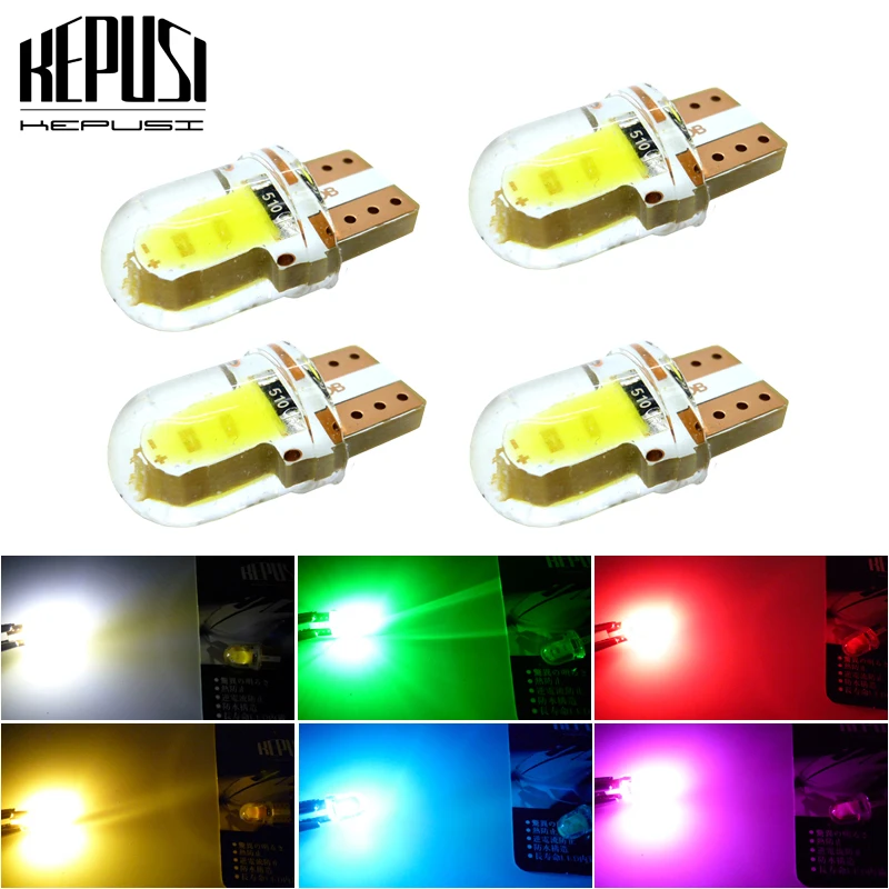 4x LED W5W T10 194 168 W5W COB 8SMD Led Parking Bulb Auto Wedge Clearance Lamp Silica Bright License Light Bulbs White