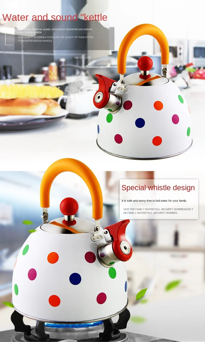 

Cute Colorful Water Kettle 2.5l Folded Handle Stainless Steel Whistling Kettle GS04102