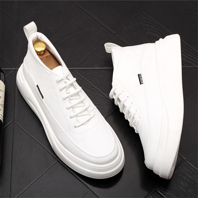 

Fashion Men Sneakers White Thick Bottom Loafer Shoes Trainers Height Increasing Flats Zapatillas Hombre