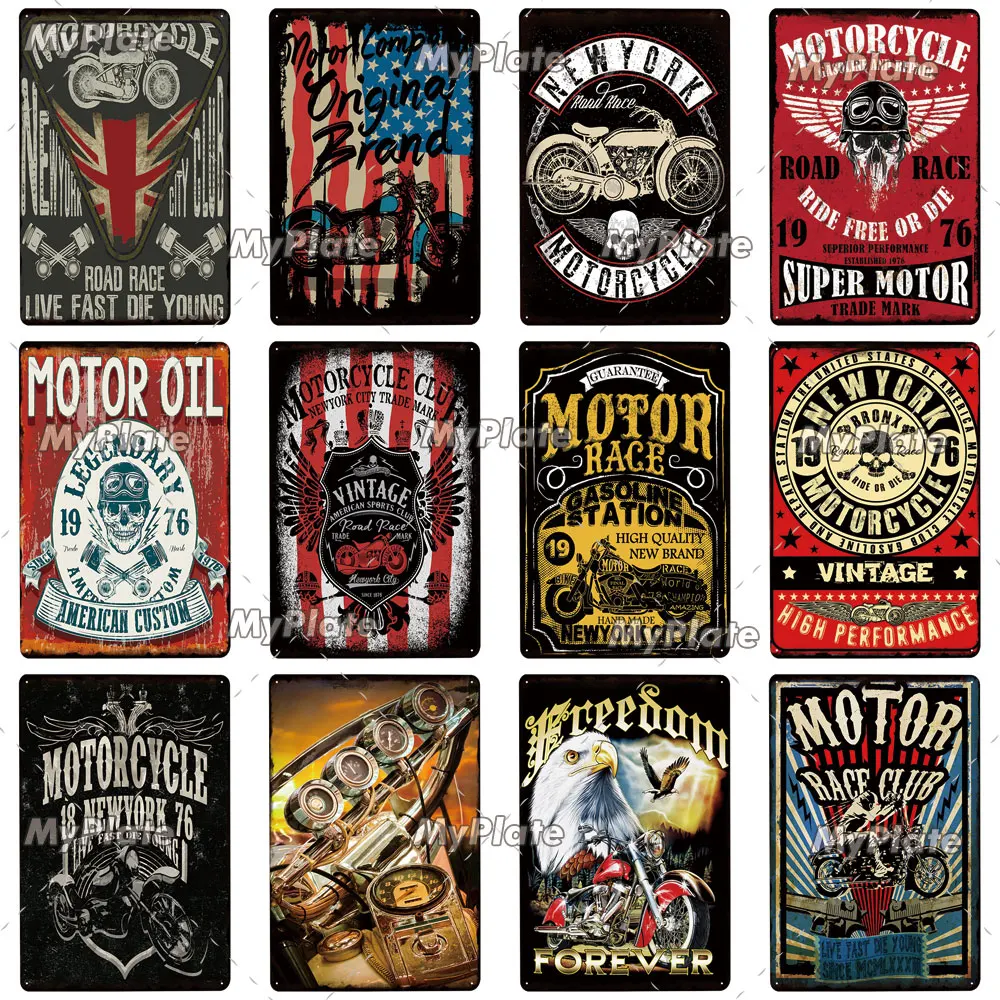 Мотоцикл металлический знак Винтаж Жестяная Табличка с надписью Настенный декор