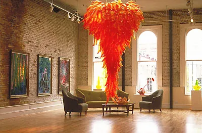 Роскошная большая люстра из выдувного стекла оранжевого цвета | Освещение