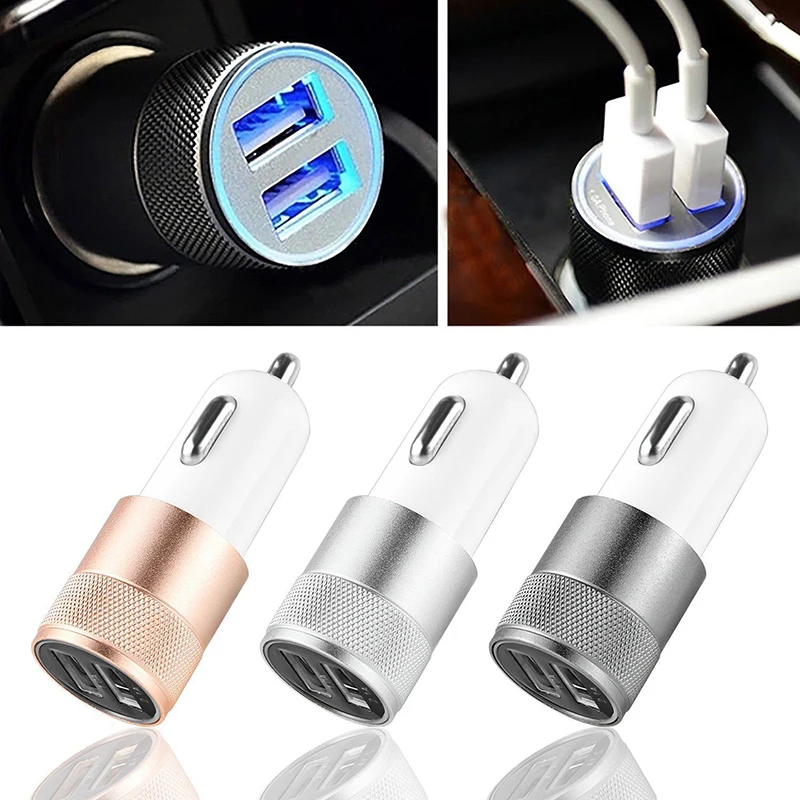 

Dual USB Car Charger Adapter 3.1A Auto Vehicle Car Charger Aluminium Alloy For Smart Phone/Tablet IPhone11 X Plus TSLM1