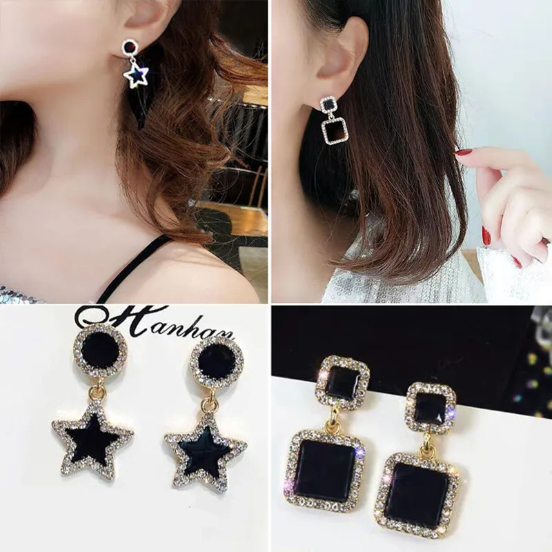 Эффектные серьги 2019 Черные Геометрические Квадратные для женщин роскошные