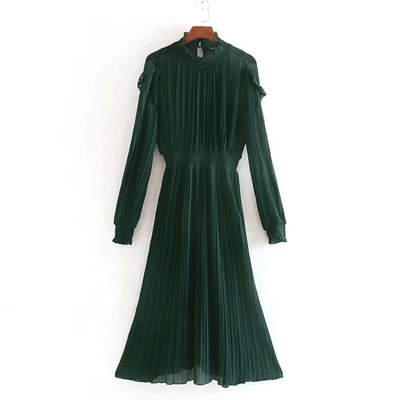 AGong женские платья с воротником-стойкой модное однотонное тонкое Каскадное