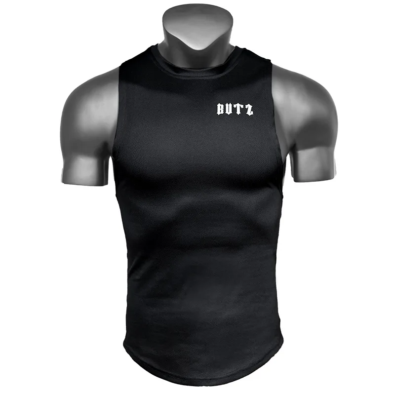 Летняя мужская однотонная майка для бодибилдинга с буквенным принтом без