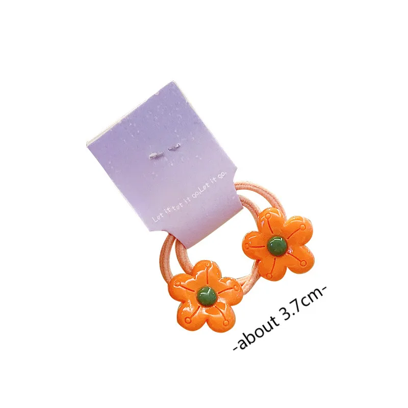 

2 Pcs/Set Children Cute Candy Acrylic Cartoon Flower Hair Bands Girls Lovely Ponytail Holder Rubber Bands Kid Hair Accessories