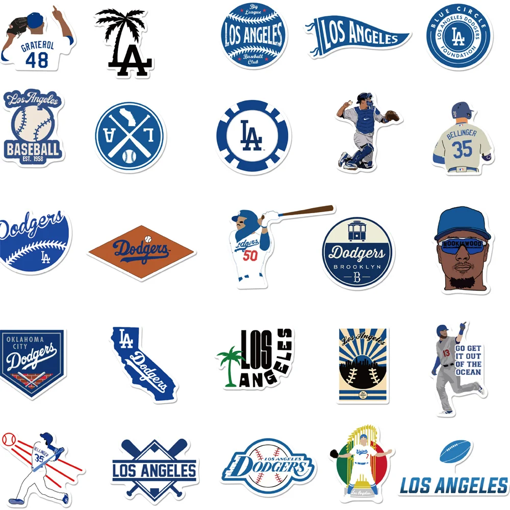 Бейсбольные стикеры серии Dodgers 10/30/50 шт. для ноутбука гитары мотоцикла багажа
