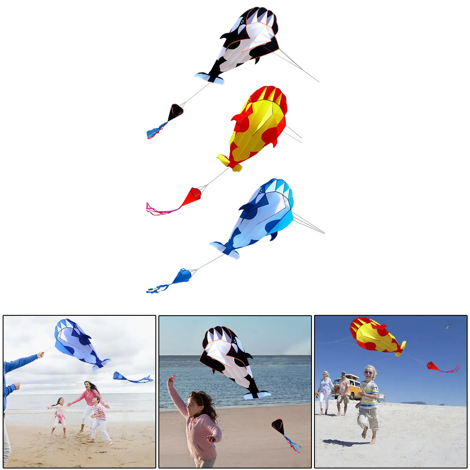 

Giant Killer Whale Kite Beach Kite Parafoil Kids Gifts with 30M Kites String Frameless for Outdoor Trip Garden Beach Sports Toy