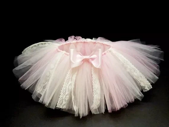 

Cute Baby Girls Lace Tutu Skirts Infant Handmade Tulle Ballet Dance Pettiskirts with Pink Ribbon Bow Kids Party Skirts Clothes
