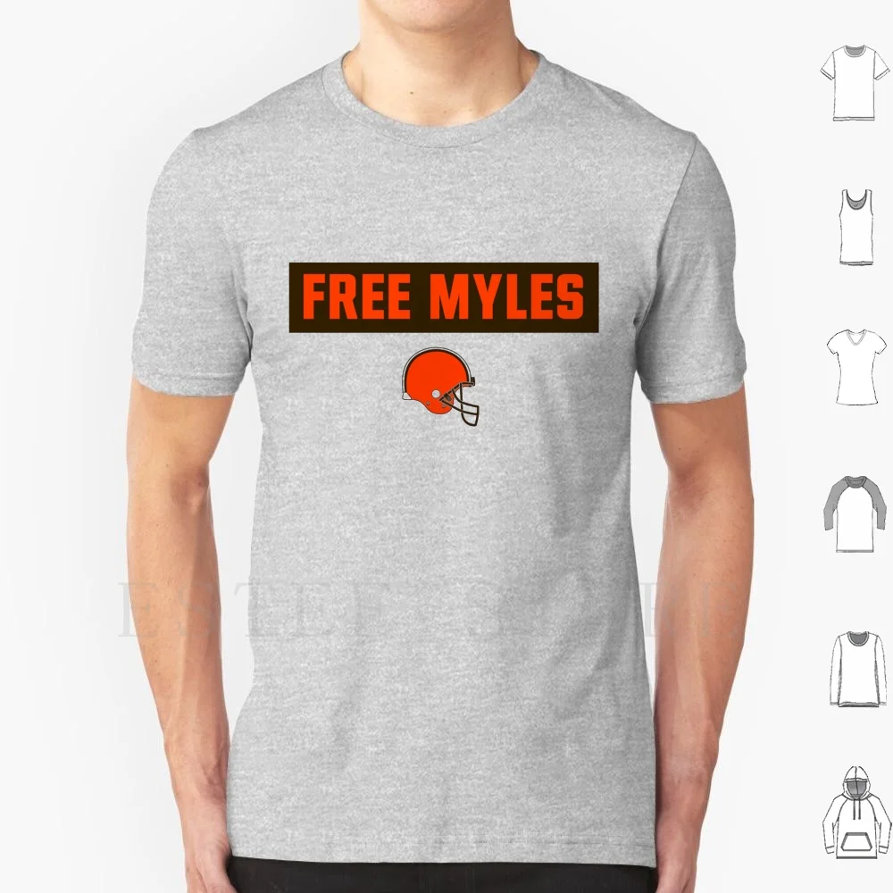 Бесплатный шлем Myles Garrett, футболка, Хлопковая мужская самодельная печать Myles Garrett Helmet