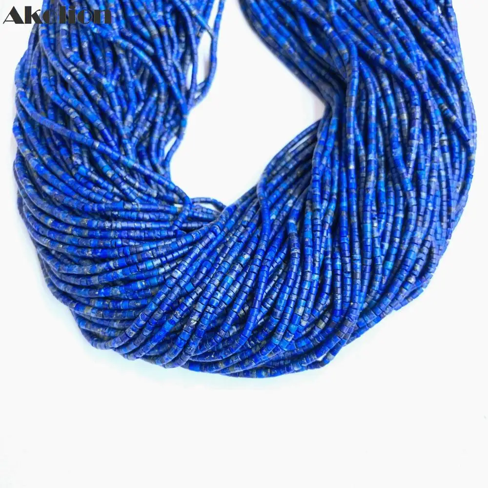Круглые плоские бусины Akolion Lapis Lazuli Heishi 2x1 мм натуральные синие Бусины в форме