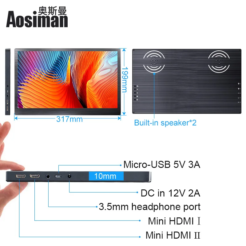 저렴한 4K 휴대용 IPS 모니터 게임 화면 HDMI LCD 디스플레이 X 박스 시리즈 X PS4 PS5 스위치 라즈베리 파이 PC 노트북 13.3 인치 디스플레이