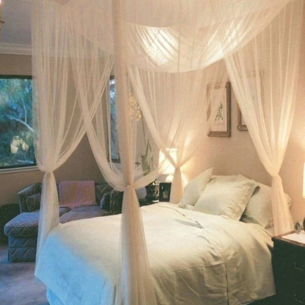 

4 Colors Luxury Mosquito Net For Bed Canopy Queen/king Size 4-way Entries Mosquito Repelling Apply Surround Sitting Outdoor Area