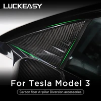 for tesla model 3 car accessories exterior modification model3 2021 real carbon fiber a pillar window triangle decorative patch