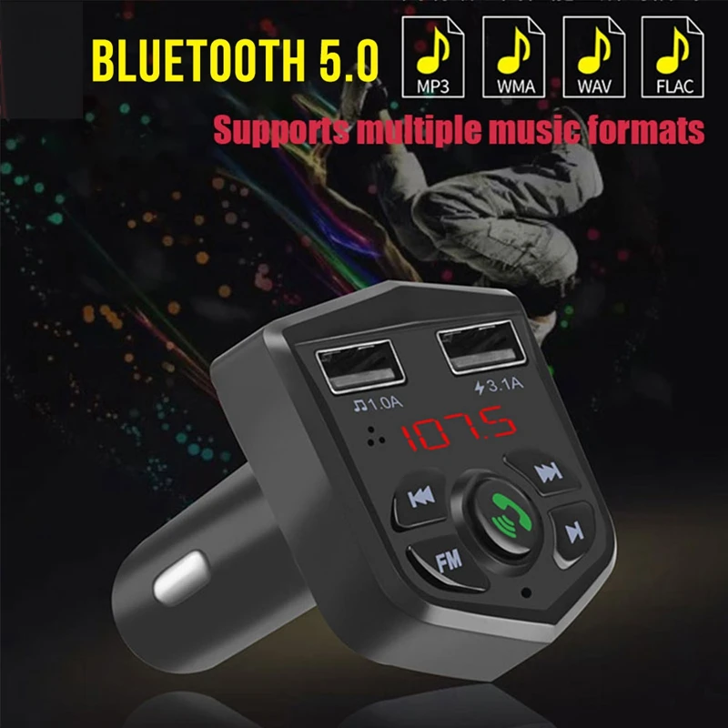 

803E Bluetooth Car Fm Transmitter Handsfree Call Noise Suppression Cvc Voltage Detection Stereo USB Charge