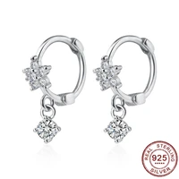 925 sterling silver rose gold pendiente flower drop earring snow flower dangle charms women luxury cz zircon jewelry 2020 new