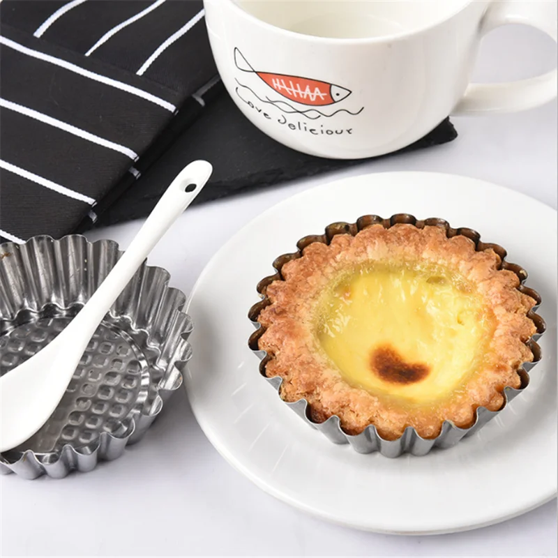 

Stainless Steel Egg Tart Mold Round Lace Cake Baking Tools Household Cake Mold Cake Decoration Accessories Food Container.85z