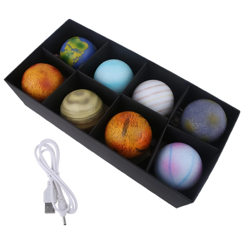 

Creative Rechargeable 3D Print Eight Planets Lamp Night Light Touch Pat Moon light With 3Colors Home Decor Romantic Gift