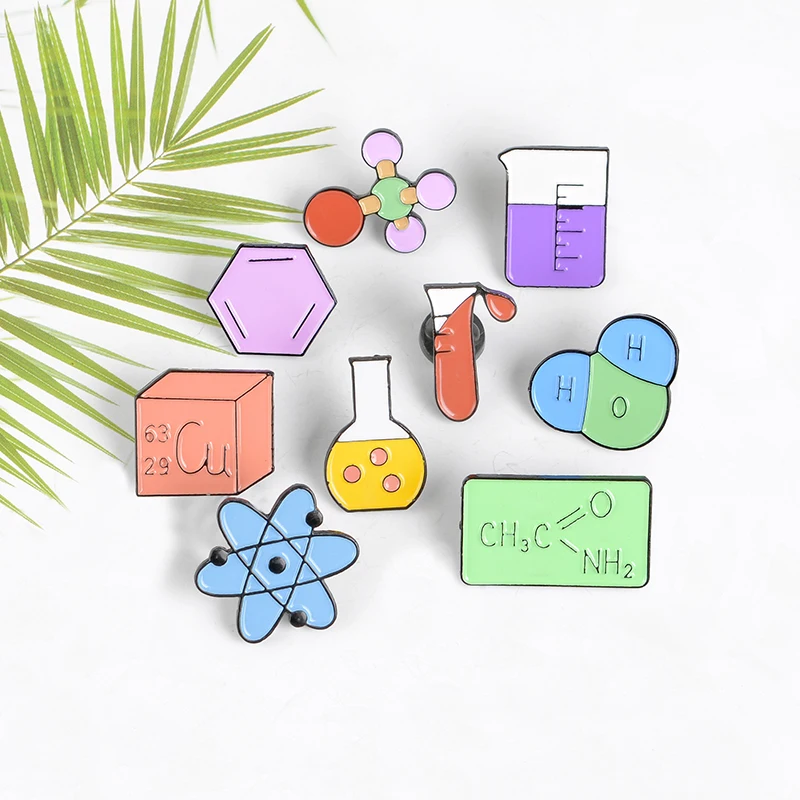 Эмалевые булавки для любителей науки Броши из мультяшной научной серии с