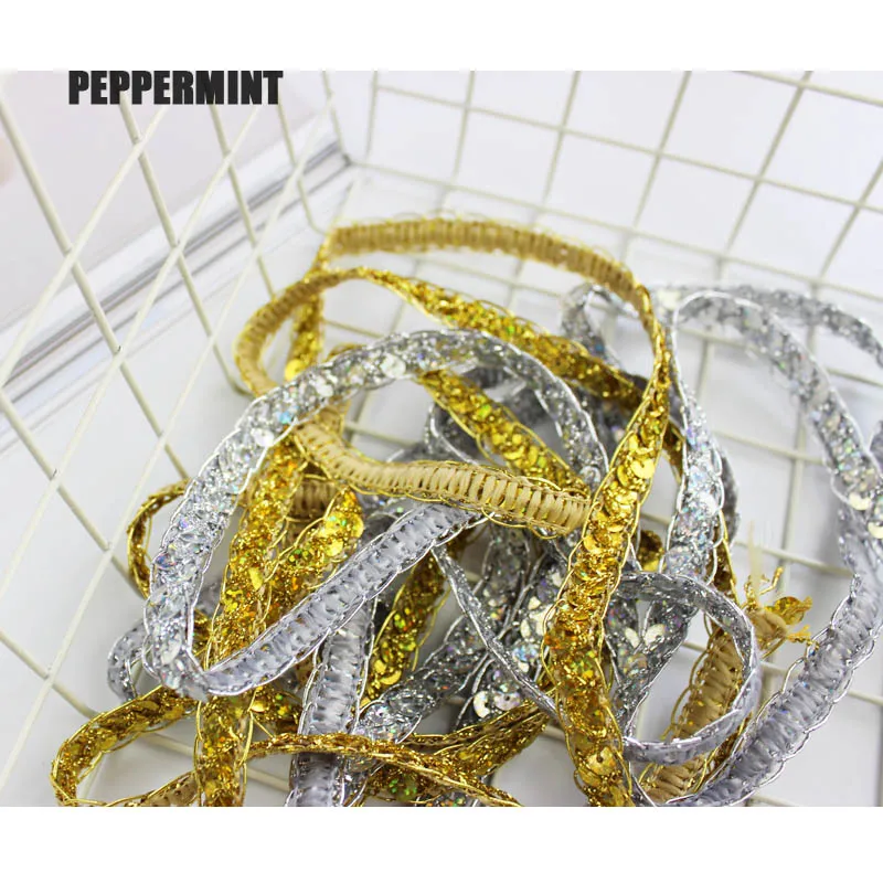 3 ярда 12 мм этническая лента с блестками и золотыми нитями для обуви платье