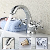 all copper antique faucet european style basin faucet single hole double handle basin hot and cold water faucet washbasin faucet