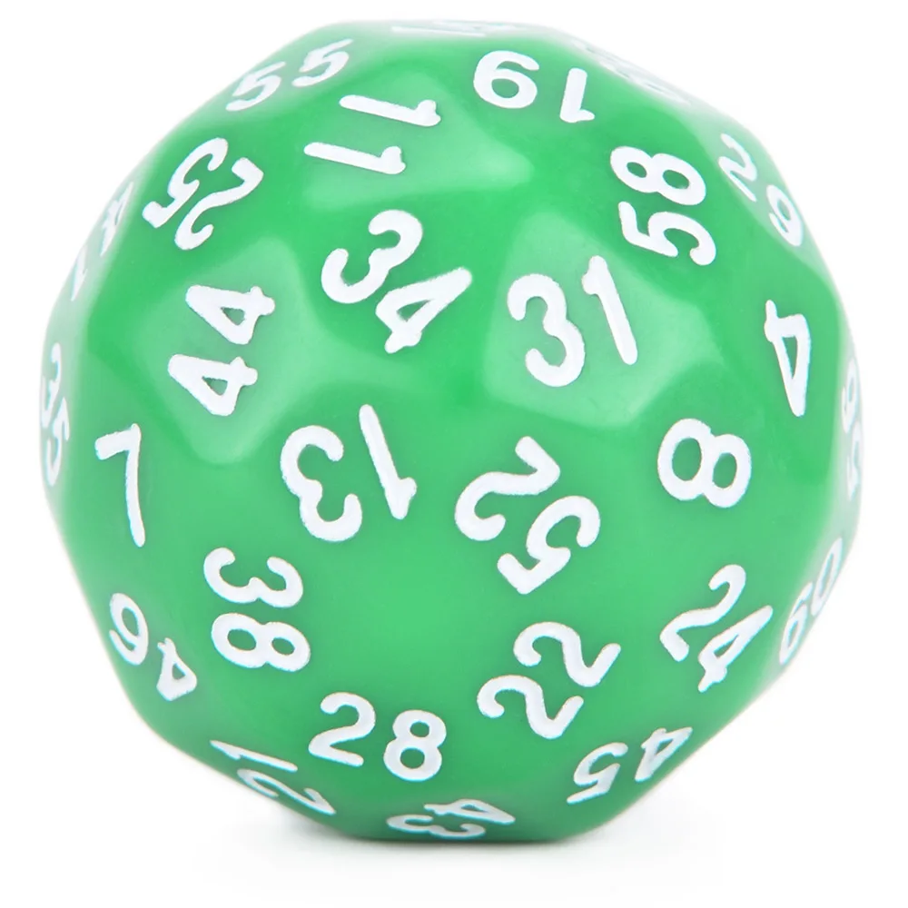 Непрозрачные D60 двухсторонние многогранные кости для подземелья и драконов TTRPGs MTG и для изучения математики - Цвет: Green w White Ink