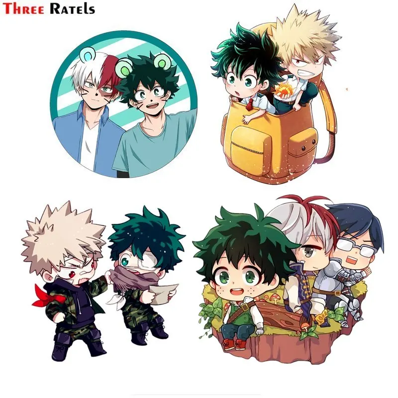 

Three Ratels FC732 моя геройская Академия Izuku мидория и Katsuki Bakugou Chibi Автомобильная наклейка обои наклейка