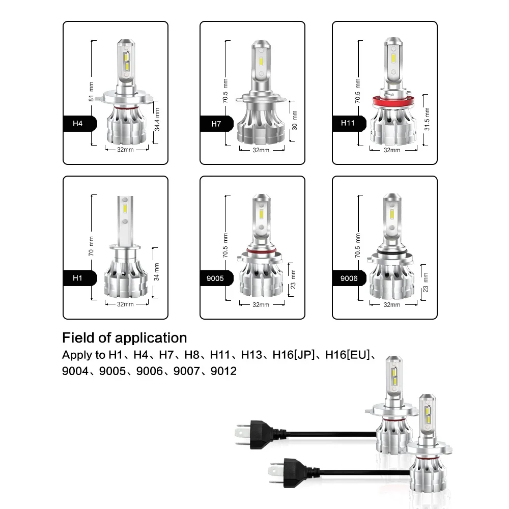 Светодиодсветодиодный фары EURS Mini H4 LED H7 9005 9006 Автомобильные s 6500 лм HB4