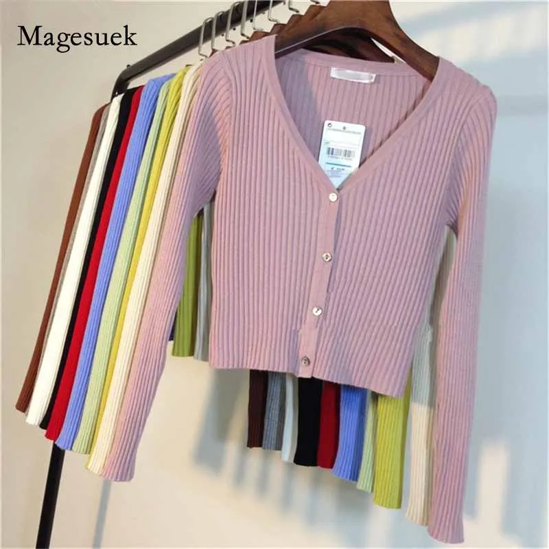 

New Patchwork Button Women Cardigan Sweater Slim Fashion V-neck Women 2020 Autumn Lady Knit Long Sleeve Femme Sweater10266