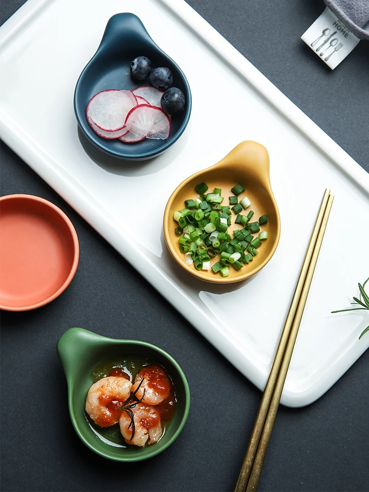 

Dunmeng solid color ceramic seasoning dish household dip dish heat resistant Mini dry dish sauce dish dip dish taste dish