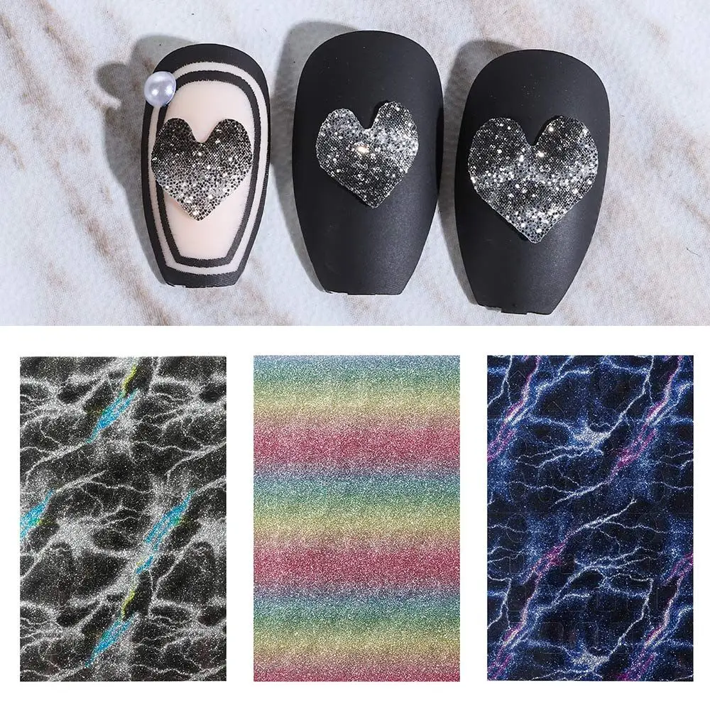 

Aurora Laser Heart Nail Art Sticker 3D Dynamic Nail Glass Nail Adhesive Decals Manicure DIY Metal Nails Design