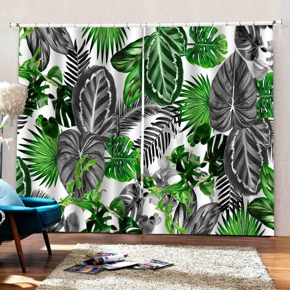

leaf curtains Luxury Blackout 3D Window Curtains For Living Room Bedroom Customized size Decoration curtains