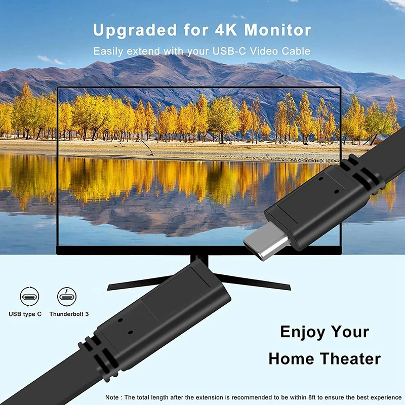 USB Type C Extension Flat Cable Short USB3.1 Gen 2 Male to Female 20cm | Электроника