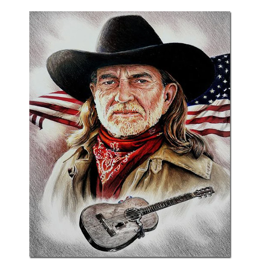 5D &quotсделай сам&quot Национальный флаг гитара 5d алмазная живопись Willie Нельсон