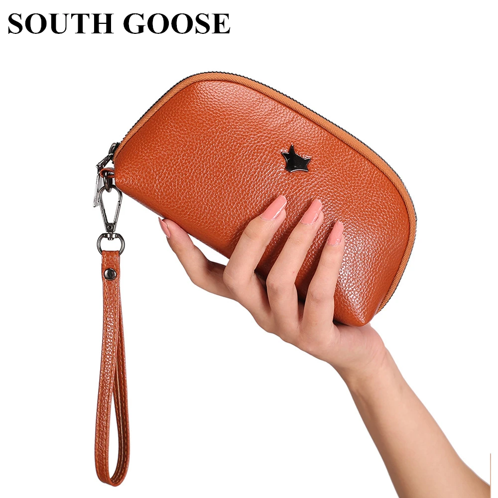 

SOUTH GOOSE Women Wallet Luxury Long Soft PU Leather Purse Shell Type Ladies Large Capacity Wristlet Clutch Wallets Phone Bag