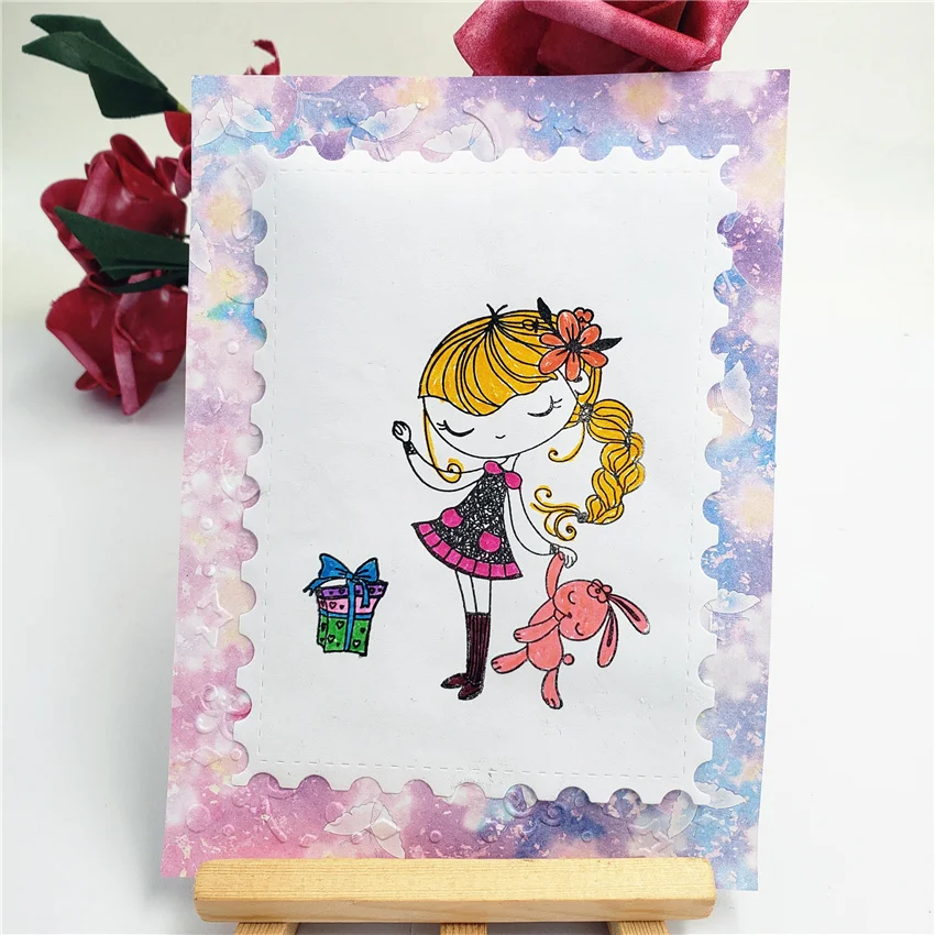 Горячая 6*9 см Кролик Девочка прозрачные штампы/силиконовые уплотнения Ролик