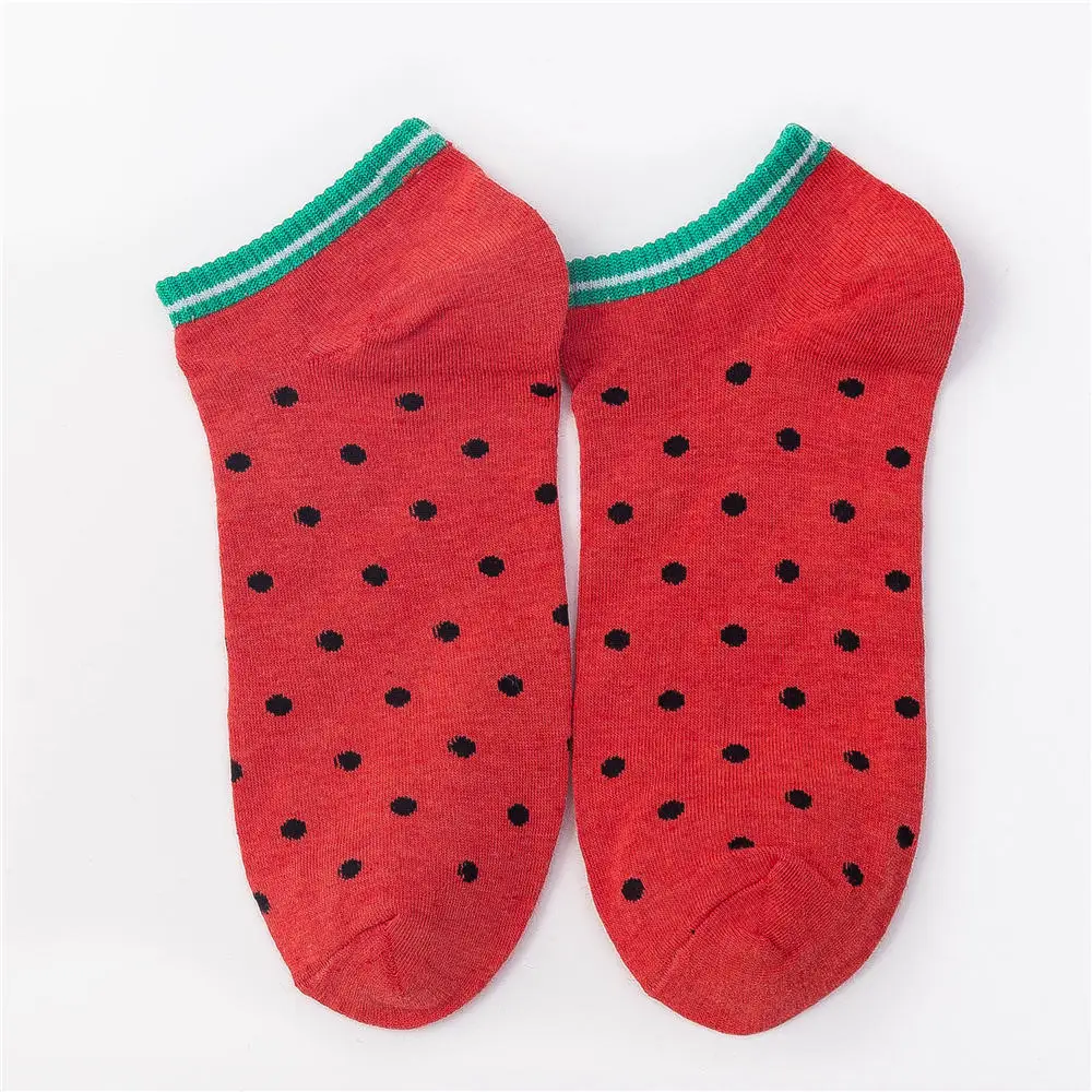 Red Watermelon Новинка; милые вечерние носки-башмачки с фруктами; удобные хлопковые носки с клубничкой, вишней, авокадо, ананасом, арбузом; Прямая поставка - Цвет: Red Watermelon