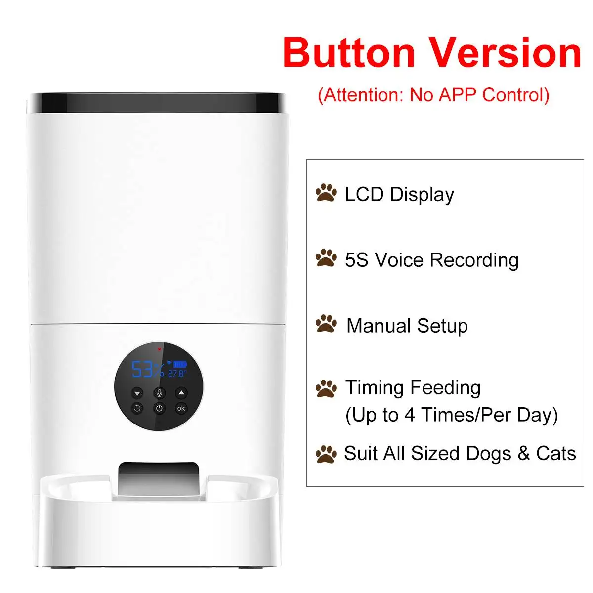 Wifi/кнопка версия ПЭТ автоматическая подача 4L/6L дозатор корма для домашних
