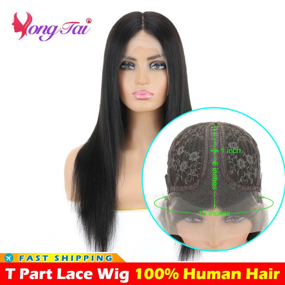 YuYongtai Peruvian Human Hair Wig Straight Transparent T Part Lace Wig Natural Color All For 1 Real And Free Shipping From China